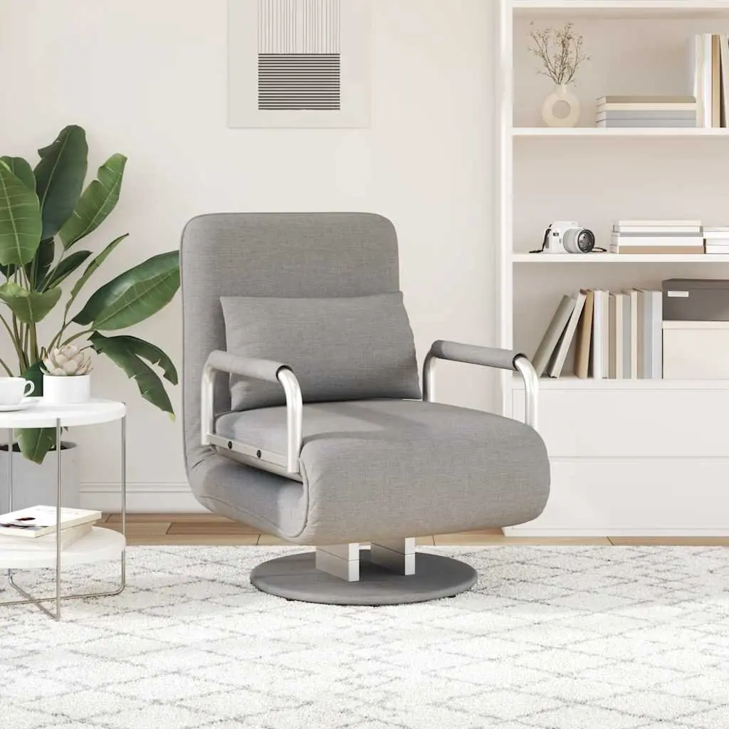 Convertible Sofa Bed Recliner Swivel Chair Grey Fabric