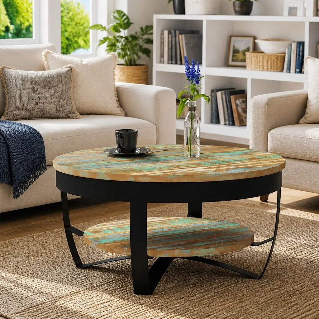 Coffee Table Industrial Vintage Style 65 cm Multicolour