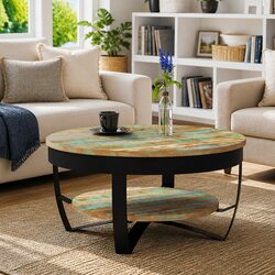 Industrial Vintage Style Coffee Table 65 cm Solid Wood