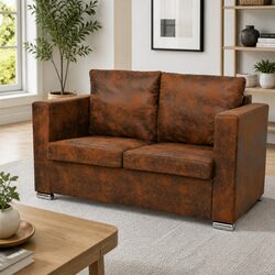 2-Seater Sofa with Wooden Frame and Artificial Suede