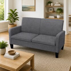 Grey 2-Seater Sofa with Pinewood Frame and Easy Assembly