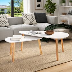 2-Piece Coffee Table Set with MDF and Pinewood