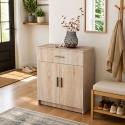 Engineered Wood Storage Cabinet with 1 Drawer and 2 Doors