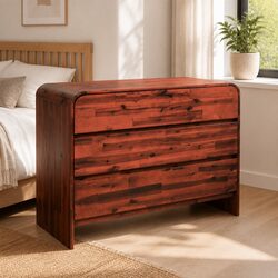 3 Drawer Storage Cabinet Solid Wood Brown 90x37x75cm