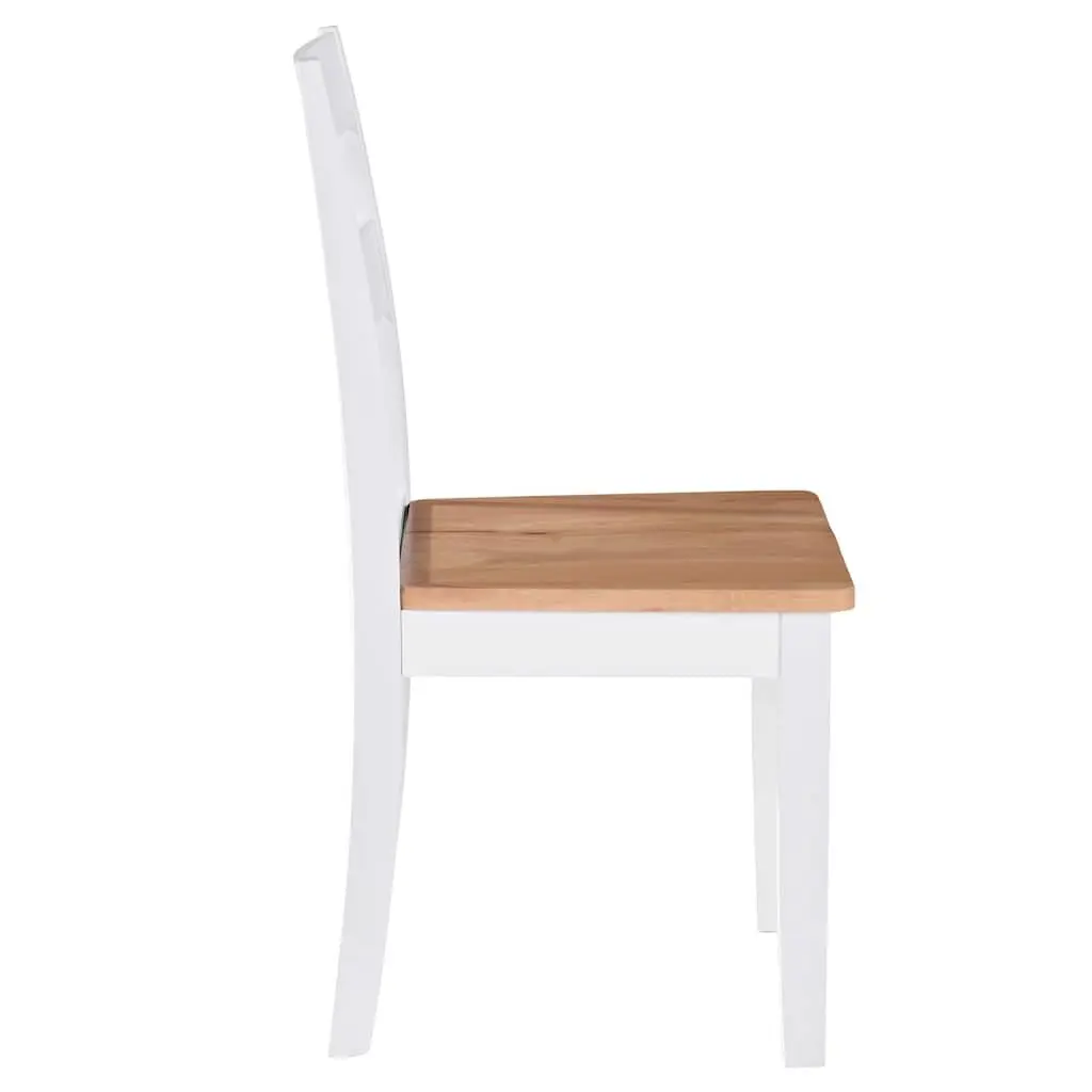 Dining Chairs 2 pcs White Rubberwood Kitchen Room Furniture Seat Set Classic