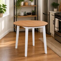 Compact Round Drop-Leaf Dining Table with MDF Top