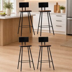 4-Piece Industrial Bar Stool Set with Reclaimed Wood