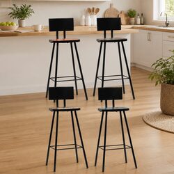 Industrial Style Bar Chairs - Solid Reclaimed Wood Set