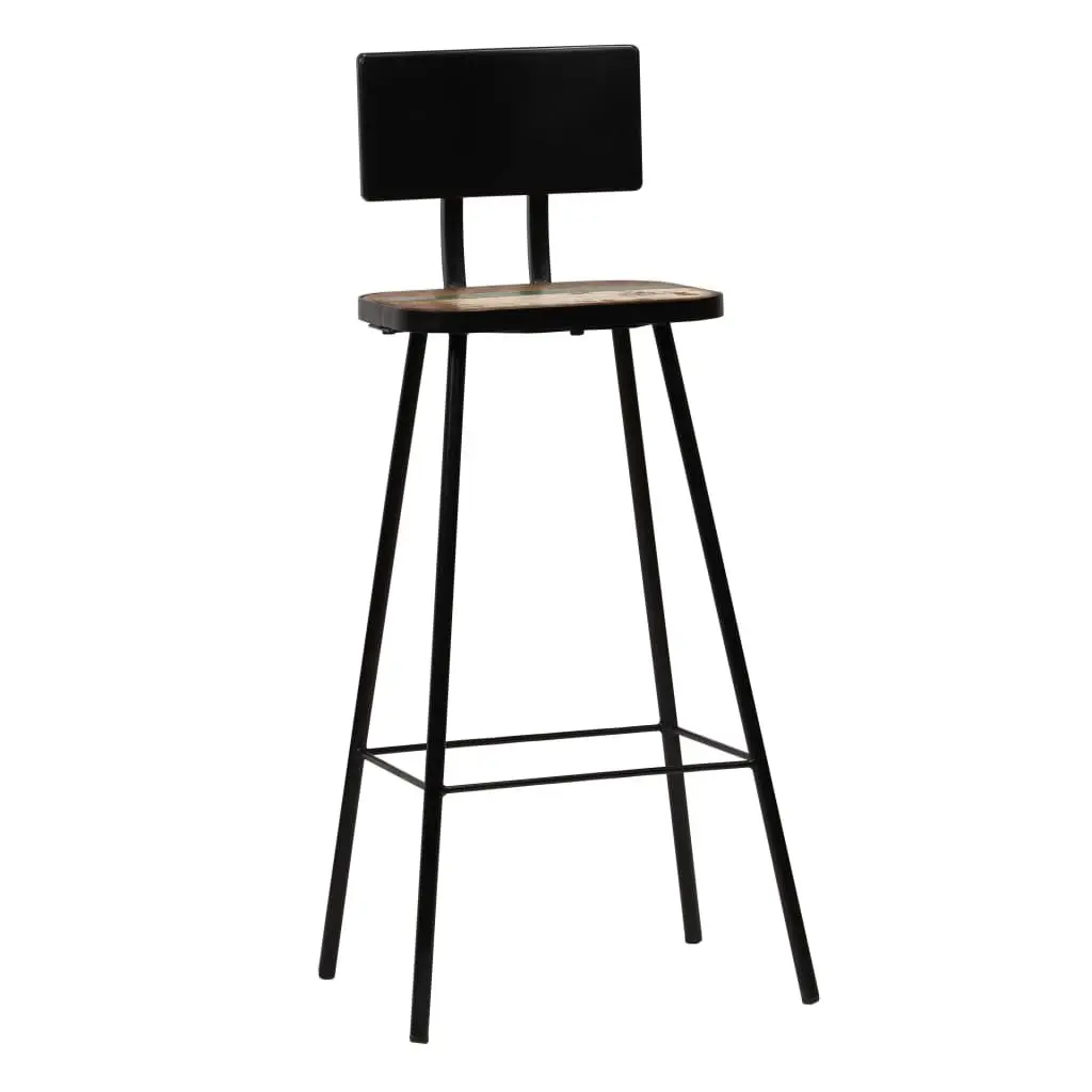 Bar Stools Antique Industrial Style Brown Solid Reclaimed Wood 4 Piece