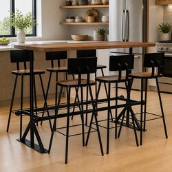 Industrial Retro 7-Piece Bar Set with Reclaimed Wood