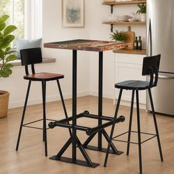 Industrial Bar Set - 3 Piece Reclaimed Wood Table and Chairs