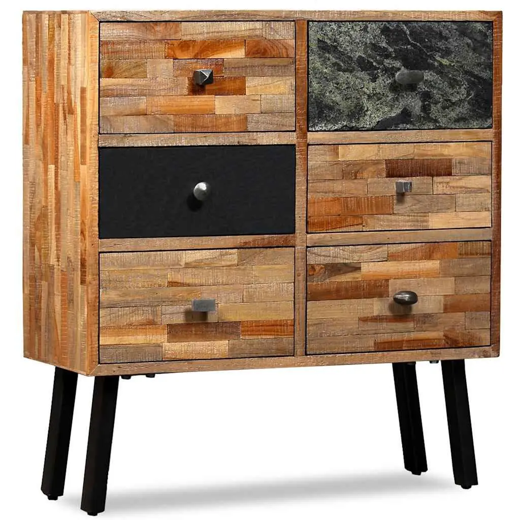 Side Cabinet Vintage Style Reclaimed Teak Brown 6 Drawers