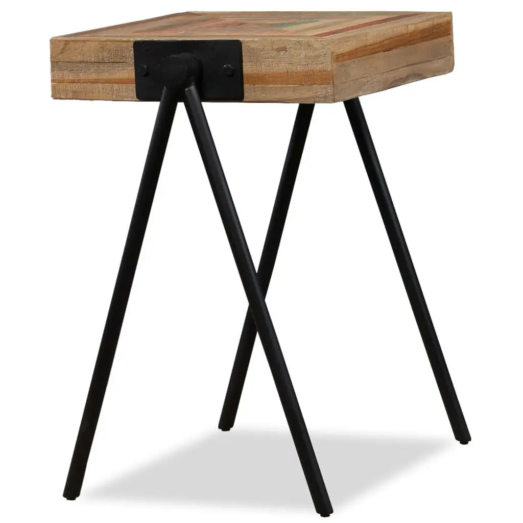 End Table Solid Wood Industrial Steel Legs Compact Multicolour
