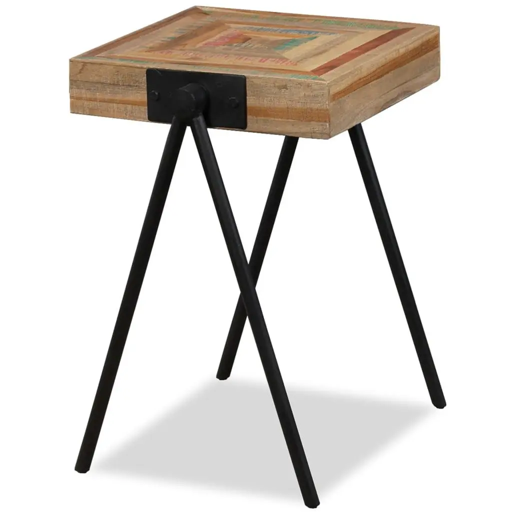 End Table Solid Wood Industrial Steel Legs Compact Multicolour