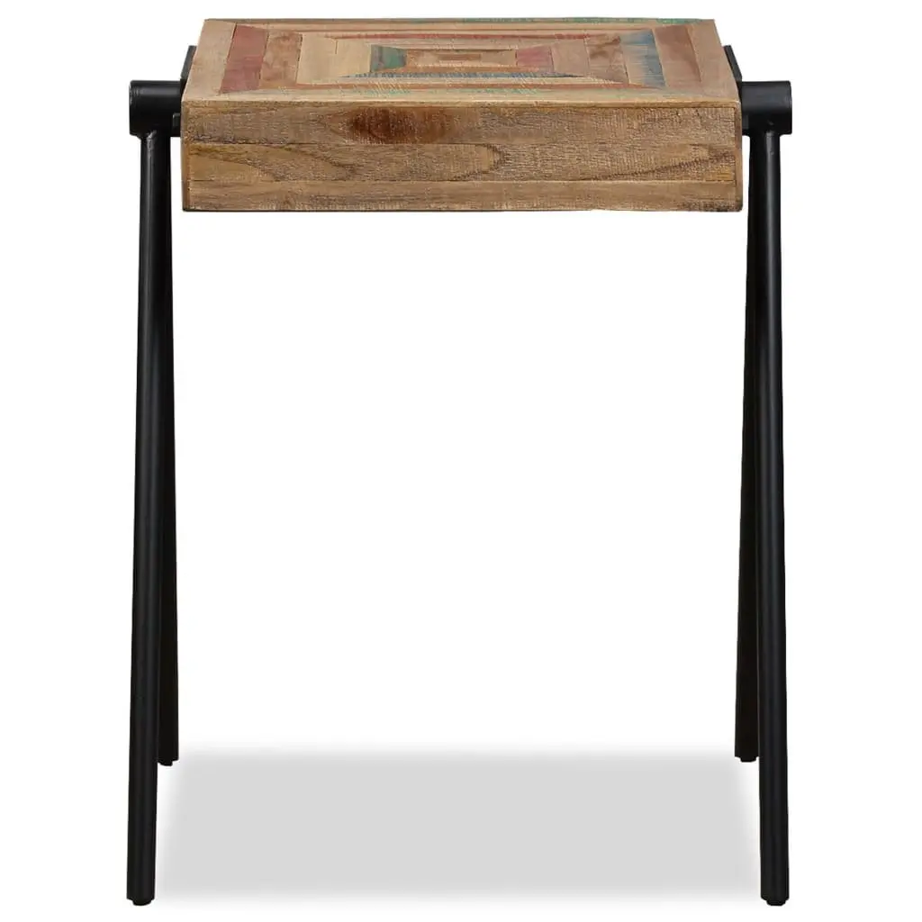 End Table Solid Wood Industrial Steel Legs Compact Multicolour