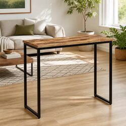 Reclaimed Teak Console Table with Steel Legs - 90cm