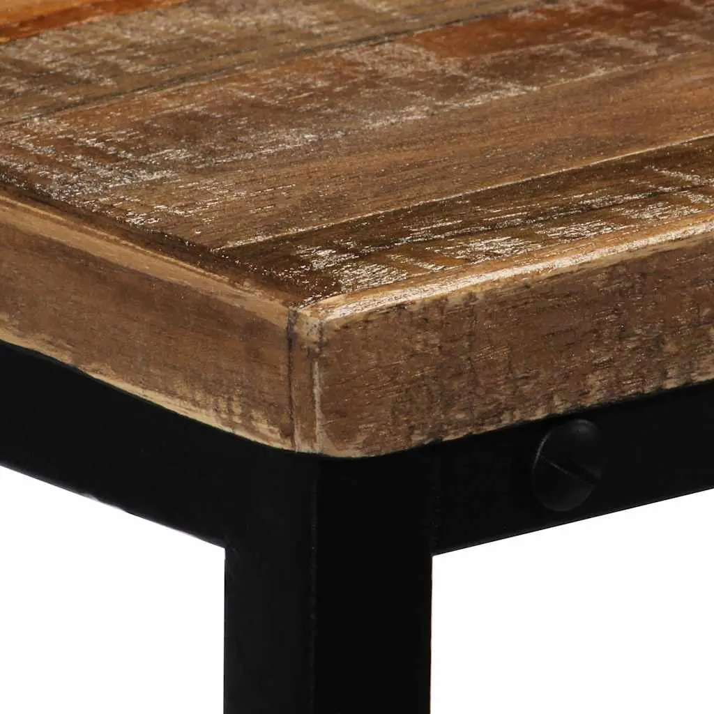 Reclaimed Teak Console Table Brown Steel Legs 90cm for Living Room Entryway