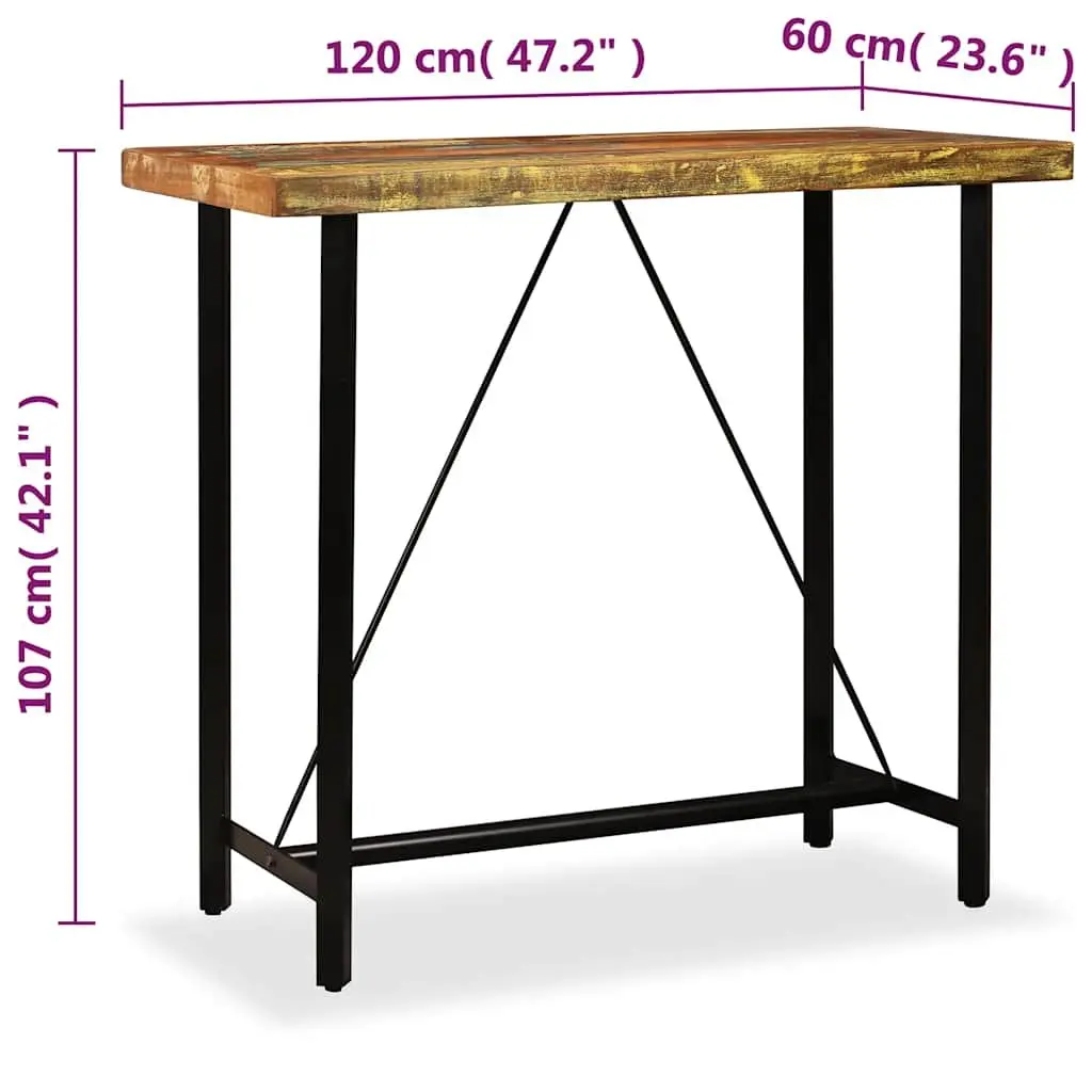 Bar Table Industrial Style Solid Reclaimed Wood 120x60x107 cm Brown