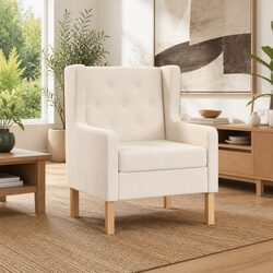 Detailed Specifications of White Upholstered Armchair