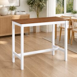 High Counter Bar Table with Solid Wood Legs