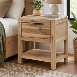 Bedside Table with Drawer - Solid Acacia Wood