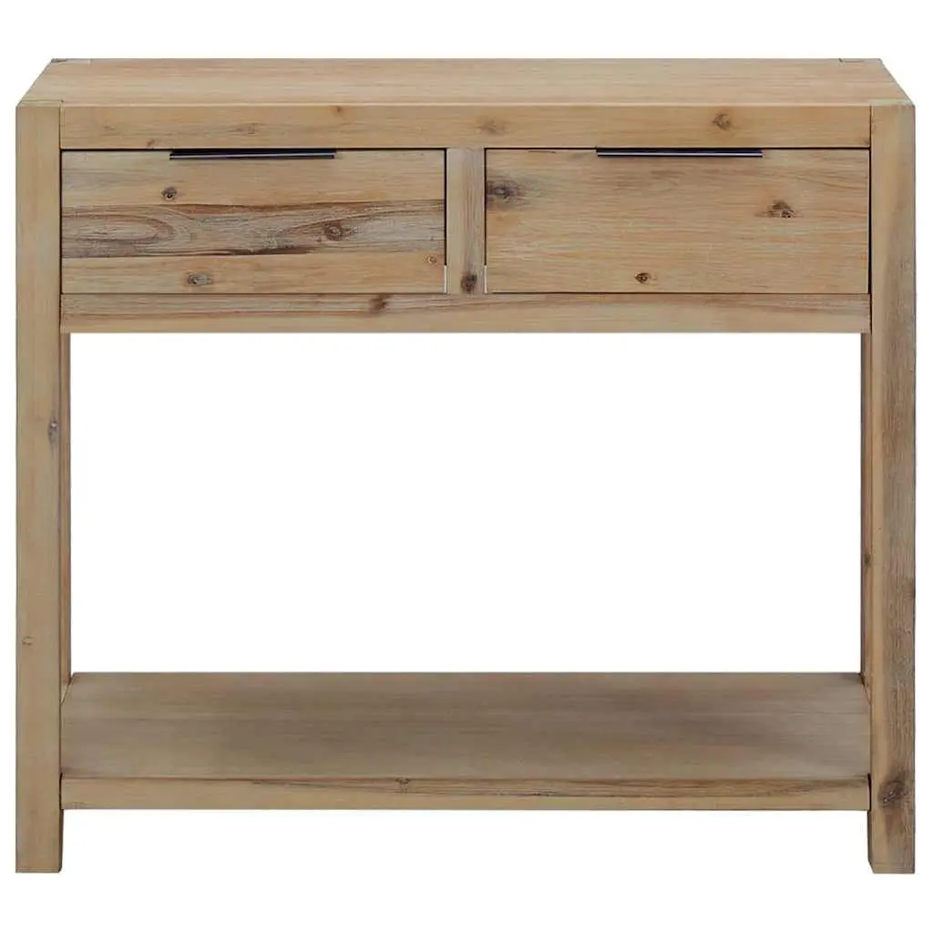 Console Table Rustic Solid Acacia Wood 82x33x73 cm Brown with Shelf and 2 Drawers Storage