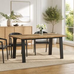 Dining Table in Solid Acacia Wood 170x90x75 cm with Metal Legs