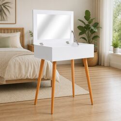 White MDF Vanity Unit with Mirror for Precise Makeup Storage