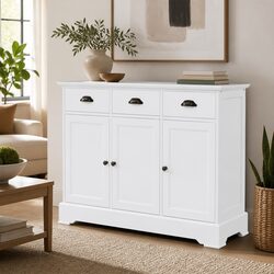 White 3-Door Storage Cabinet for Living Room Use
