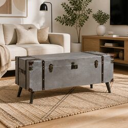 MDF Aluminium Coffee Table Trunk with Storage Compartments