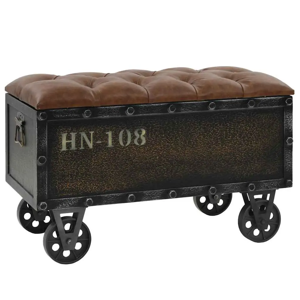 Storage Bench Tufted Cushion 80.5x41x50cm Brown