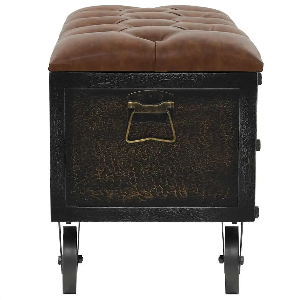 Storage Bench Tufted Cushion 80.5x41x50cm Brown
