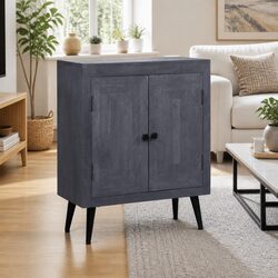 Grey Solid Mango Wood Sideboard with Steel Legs