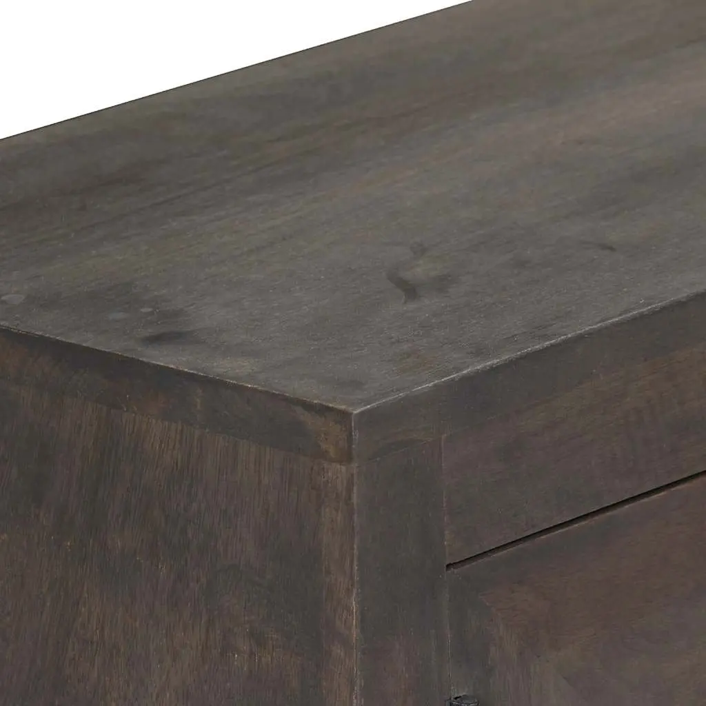 Mango Wood TV Cabinet Grey 140cm Retro Industrial Style Storage Unit with Steel Legs