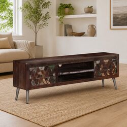 TV Cabinet with Reclaimed Wood and Steel Legs 140x30x45cm
