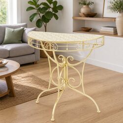 Gold Metal Half Round Side Table with Wall Attachment