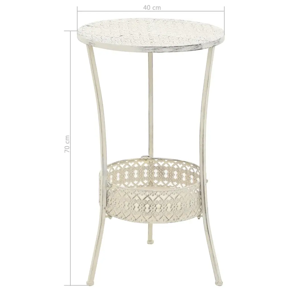 Round Bistro Table Vintage Style Compact White Metal