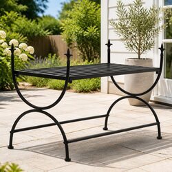 Black Metal Bench with U-Shaped Legs for Dining