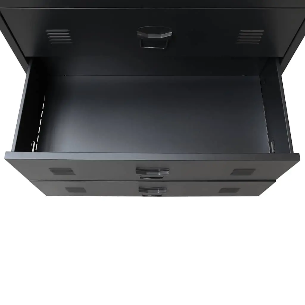 Industrial Style 4 Drawer Black Storage Cabinet Metal Dresser 78W x 40D x 93H cm