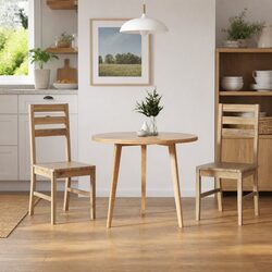 Set of 2 Solid Acacia Wood Dining Chairs for Kitchen Use