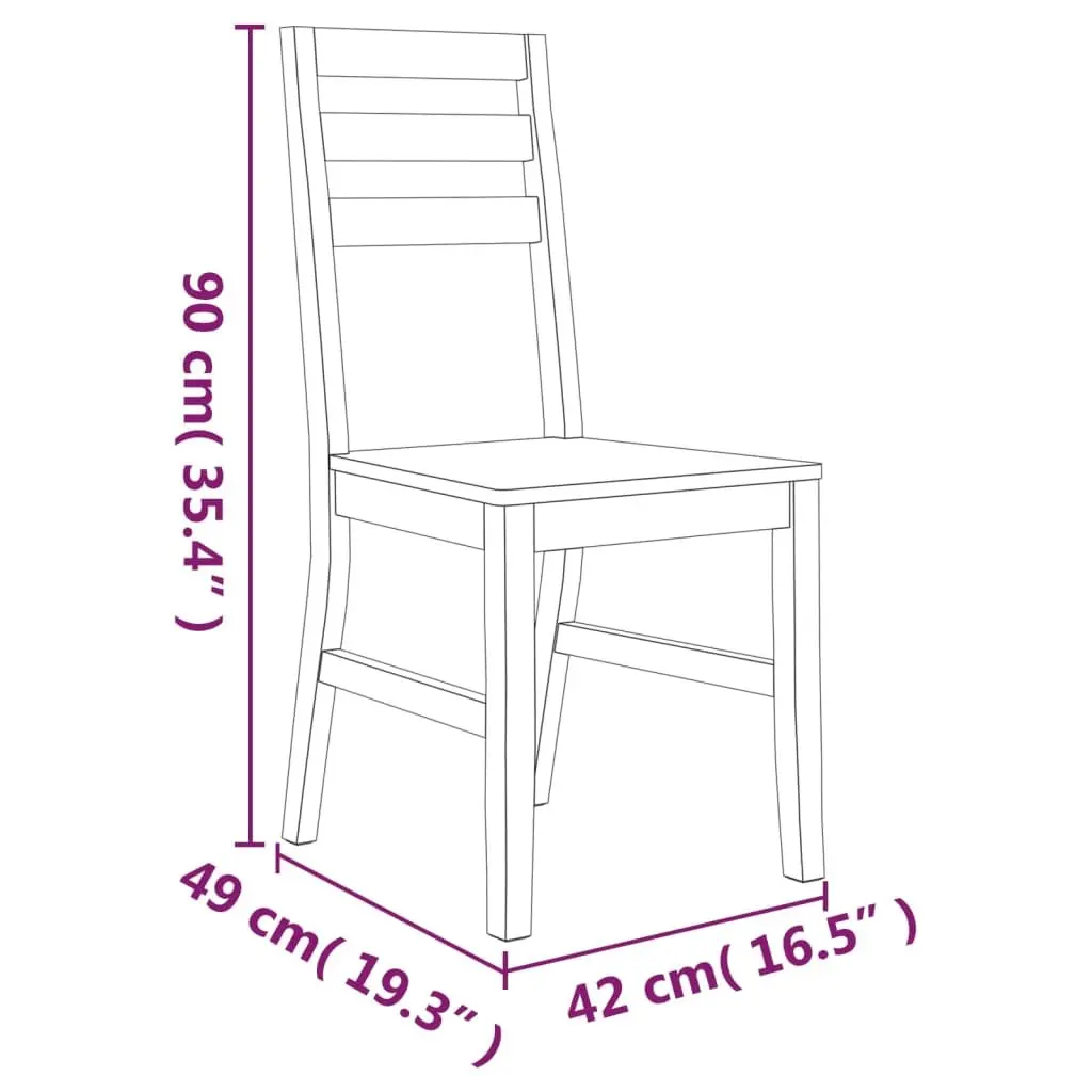 Dining Chairs Easy to Clean Solid Acacia Wood Brown 2 Piece Set