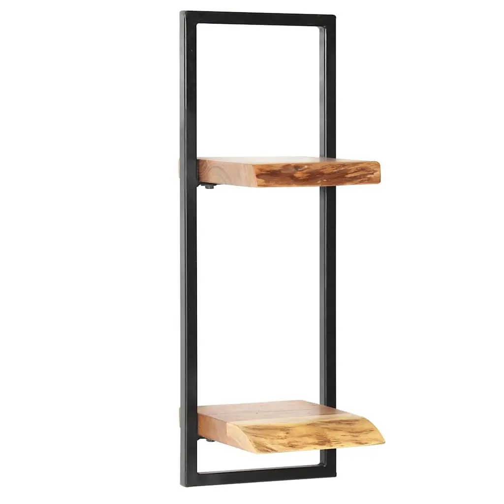 5 Piece Wall Shelf Set Retro Display Storage Acacia Wood Steel Frame Brown