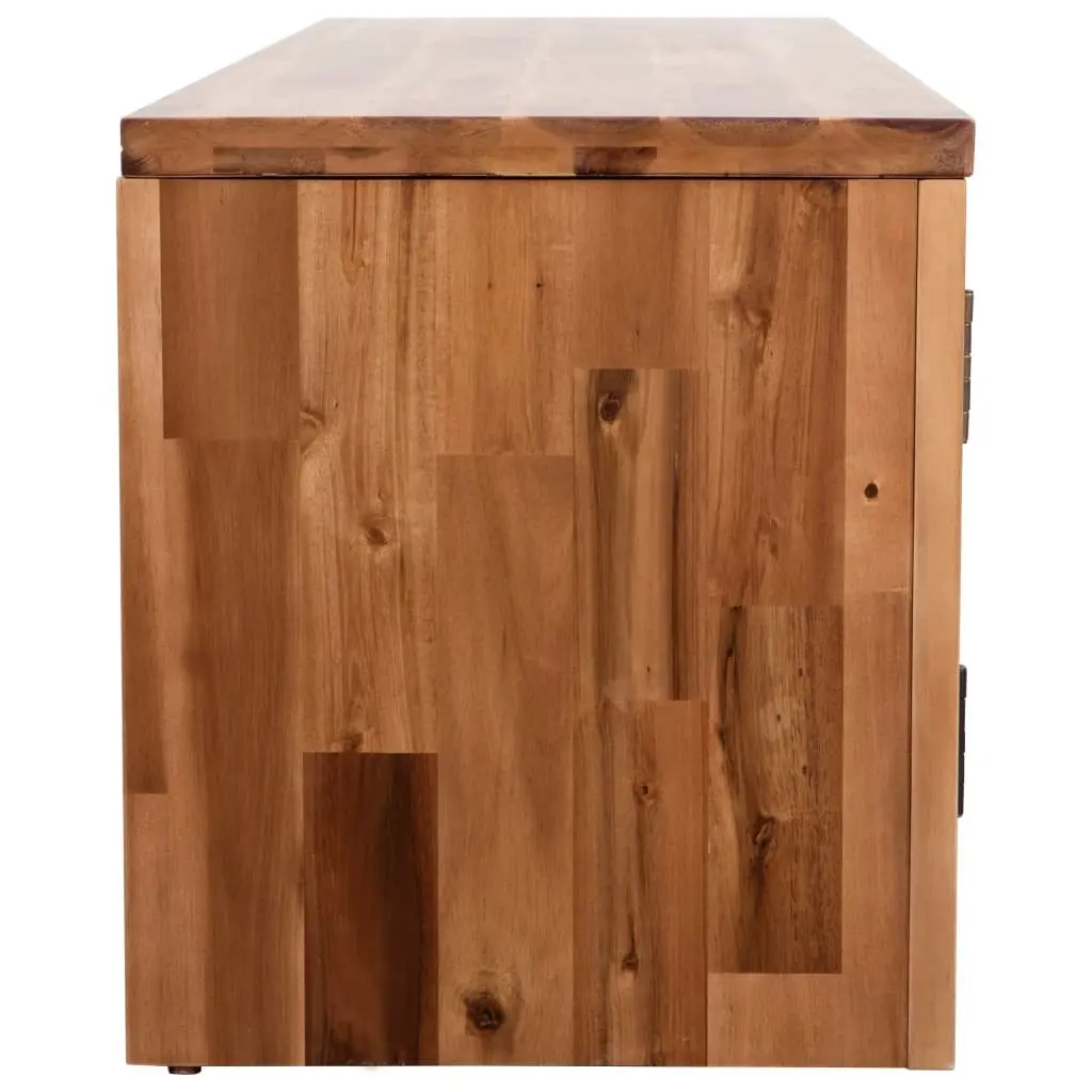 TV Cabinet Solid Acacia Wood Storage Unit Lowboard Brown 120cm