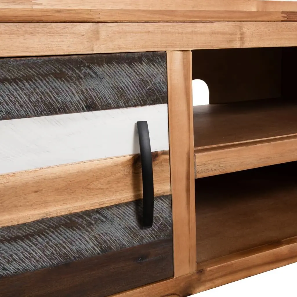 TV Cabinet Solid Acacia Wood Storage Unit Lowboard Brown 120cm
