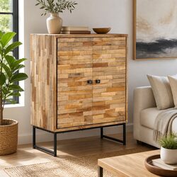 Reclaimed Teak Wood Sideboard with Steel Frame
