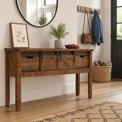 Solid Fir Wood Console Table with Sliding Door