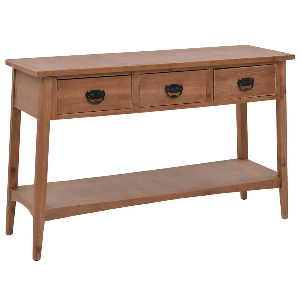 Console Table Solid Fir Wood Brown 126cm Rustic Vintage Accent Furniture