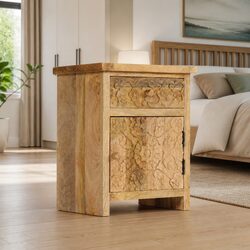 Mango Wood Bedside Table Nightstand Storage Brown 40x30x50cm