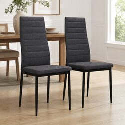 Contemporary Dining Chairs Set of 2 in Grey Fabric