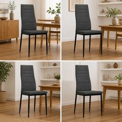 Set of 4 Grey Dining Chairs with Steel Frame Construction